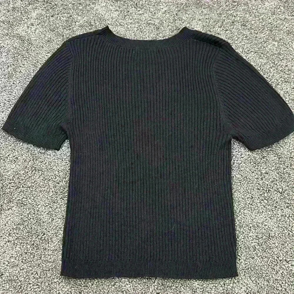 Altar’d state knitted black short sleeve fitted T-shirt - Picture 2 of 3